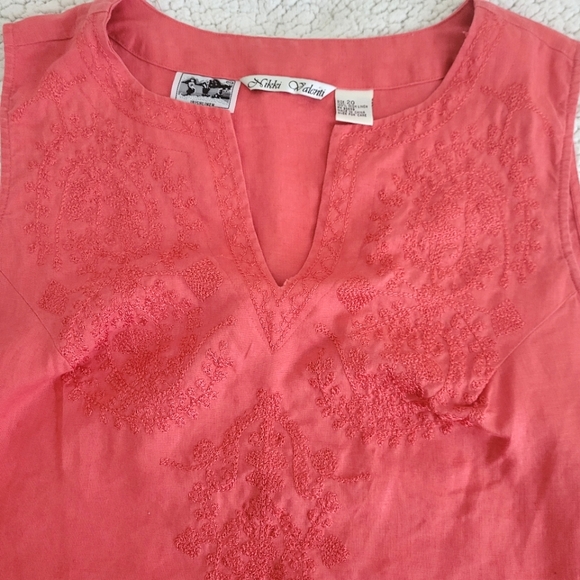 Peach Irish Linen Embroidered Sleeveless Blouse size 20 - Picture 2 of 12